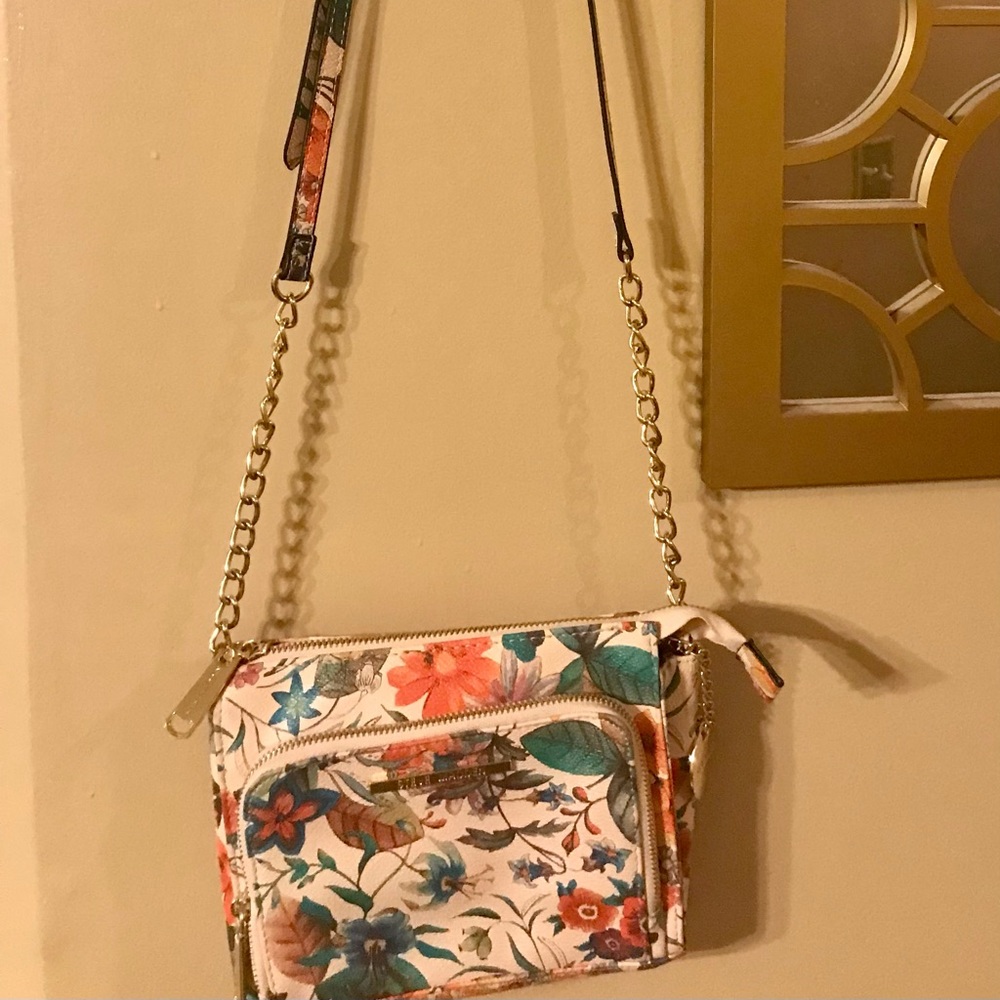 Crossbody hand bag multicolor floral print